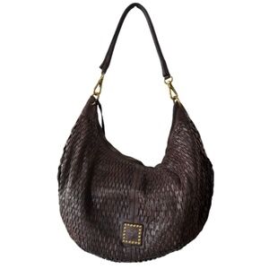 Campomaggi Leather Shoulder Bag in Grigio with Laser Cut